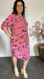 Linnenlook jurk Jade Fuchsia