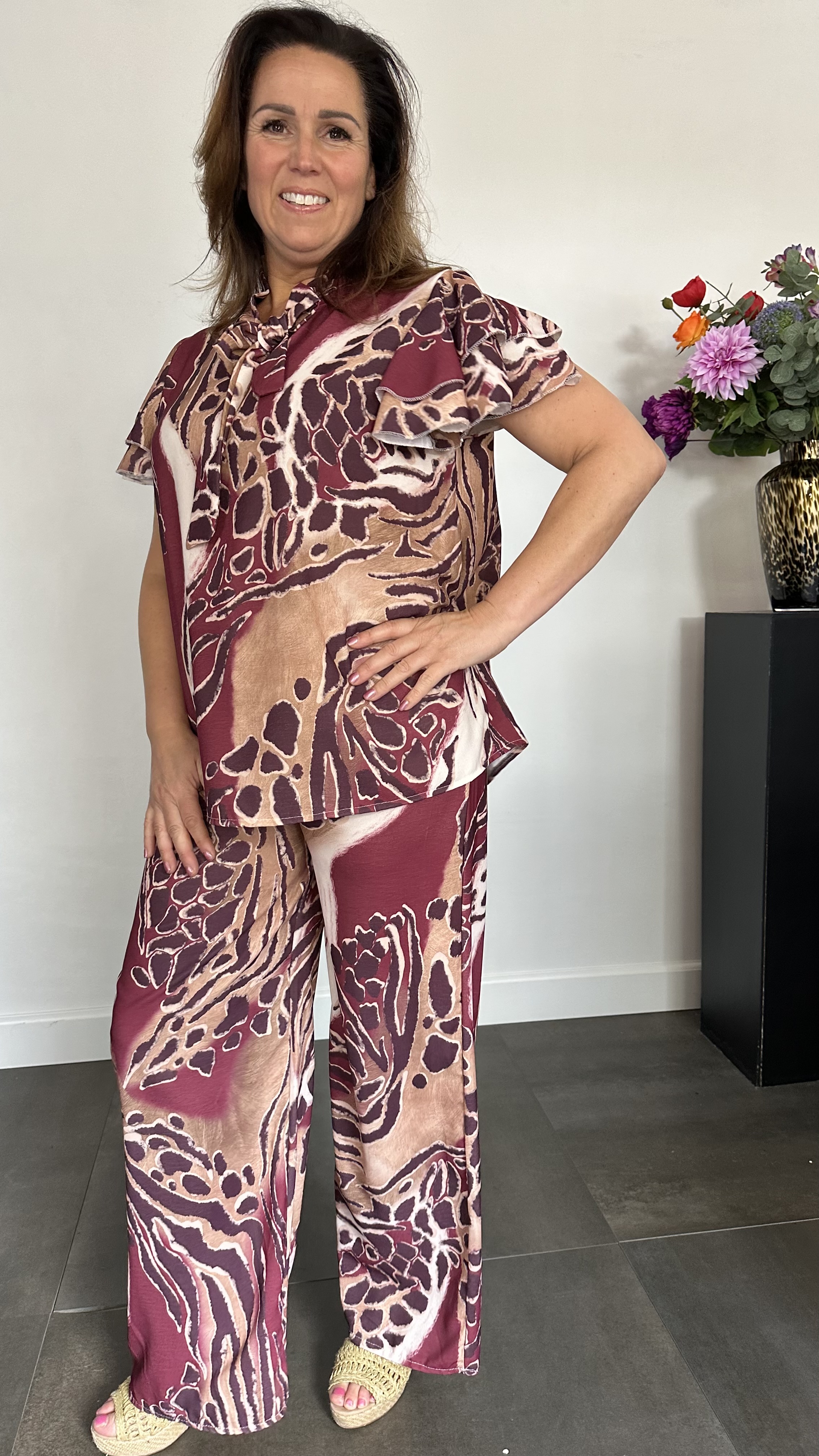 2-Delige set Morena met strik bordeaux SALE
