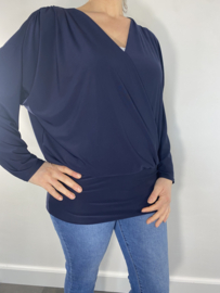 Overslag top met brede elastische boord blauw