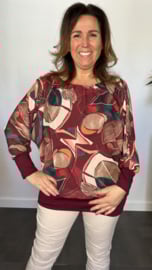 Blouse met boord leaves bordeaux