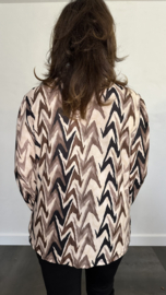 Shirt met gesmokte kraag zig zag soft zand