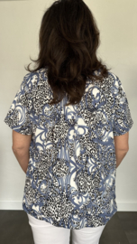Ballon shirt met elastiek panter lilly blauw (+size)