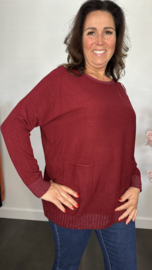 Fijn gebreide trui Sparkle met zakjes Bordeaux