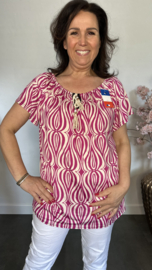 Shirt met koord travel elips waves fuchsia