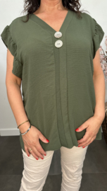 Shirt Britt met knopen en ruche Army