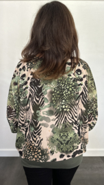 Blouse met boord animal flower army