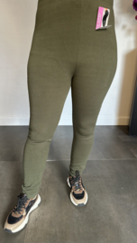 Legging met fleece gevoerd army