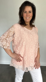 Kanten blouse Ilse +SIZE roze