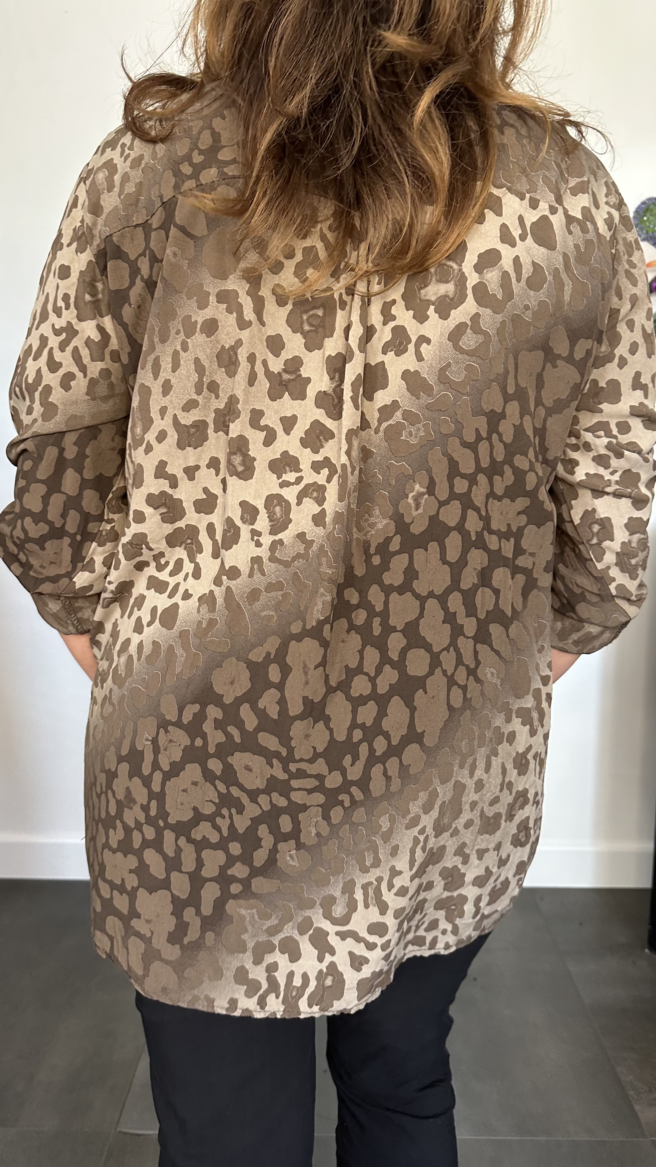 Blouse panter bling bruin