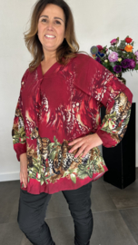 Blouse met panters bordeaux