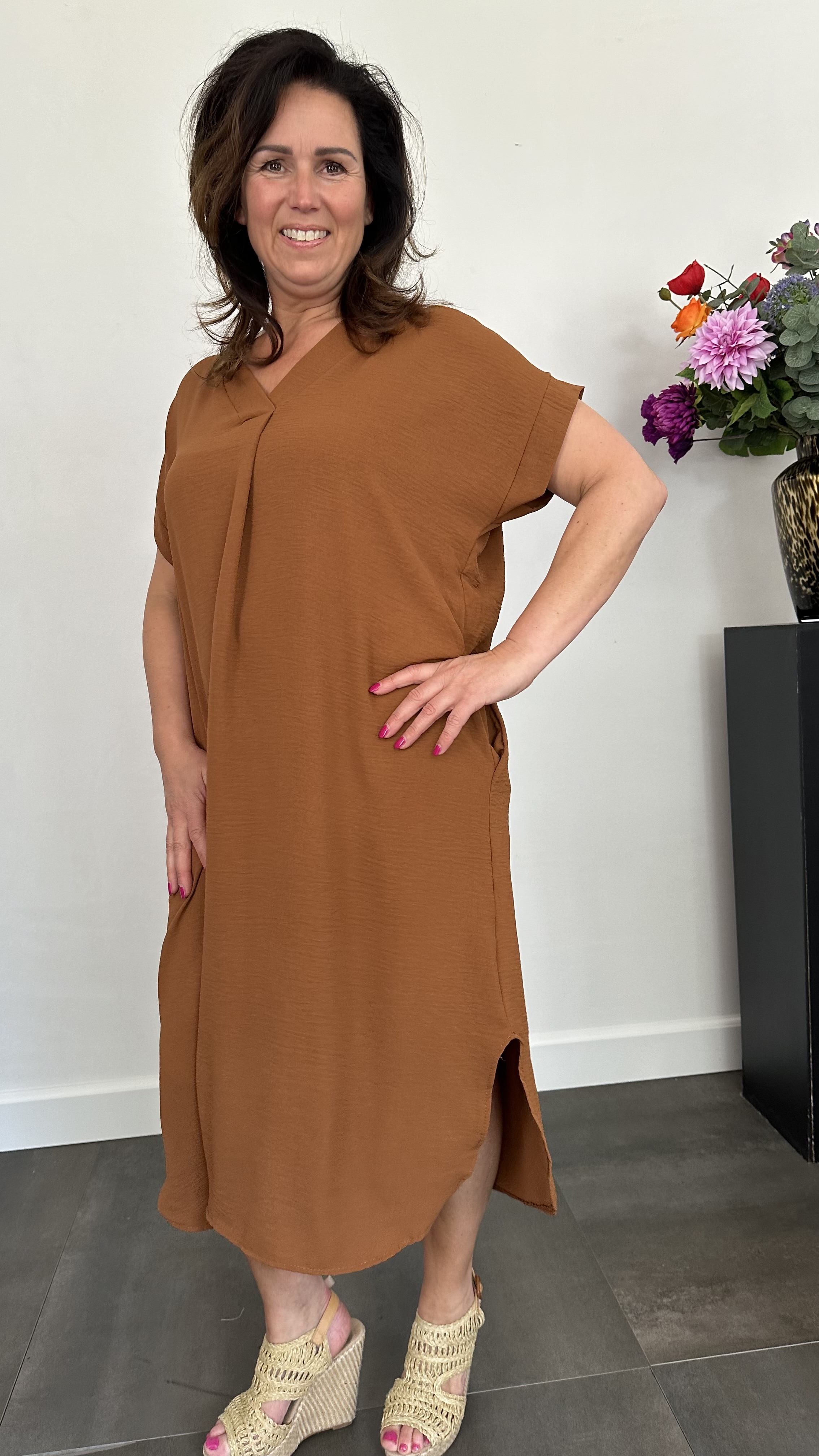 Jurk Maya +Size cognac