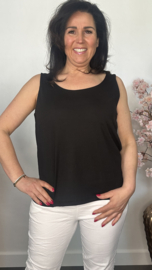 Hemd met brede schouderband ribbel Zwart