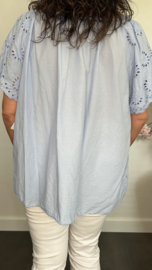 Broderie blouse Olivia IJsblauw