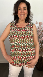 Ballon top Zigzag ruit groen/rood
