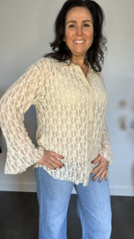 Kanten blouse Tara met stretch Zand