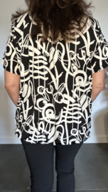 Ballon shirt met elastiek Magic zwart/wit