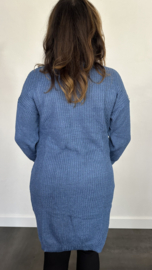 Lange grof gebreide coltrui blauw SALE