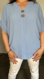 Shirt Kiki met knopen Jeans blauw