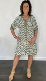 Korte jurk Lola met elastiek army