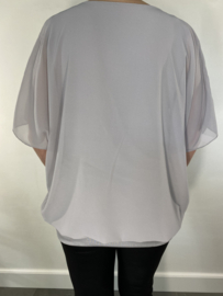 Blouse met boord new zipp korte mouw licht grijs