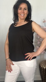 Hemd met brede schouderband ribbel Zwart