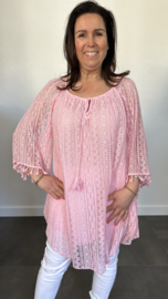 Kanten tuniek trudy +SIZE roze