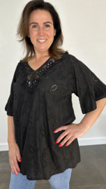 Broderie blouse Mira zwart