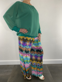Broek met wijde pijp zigzag gekleurd