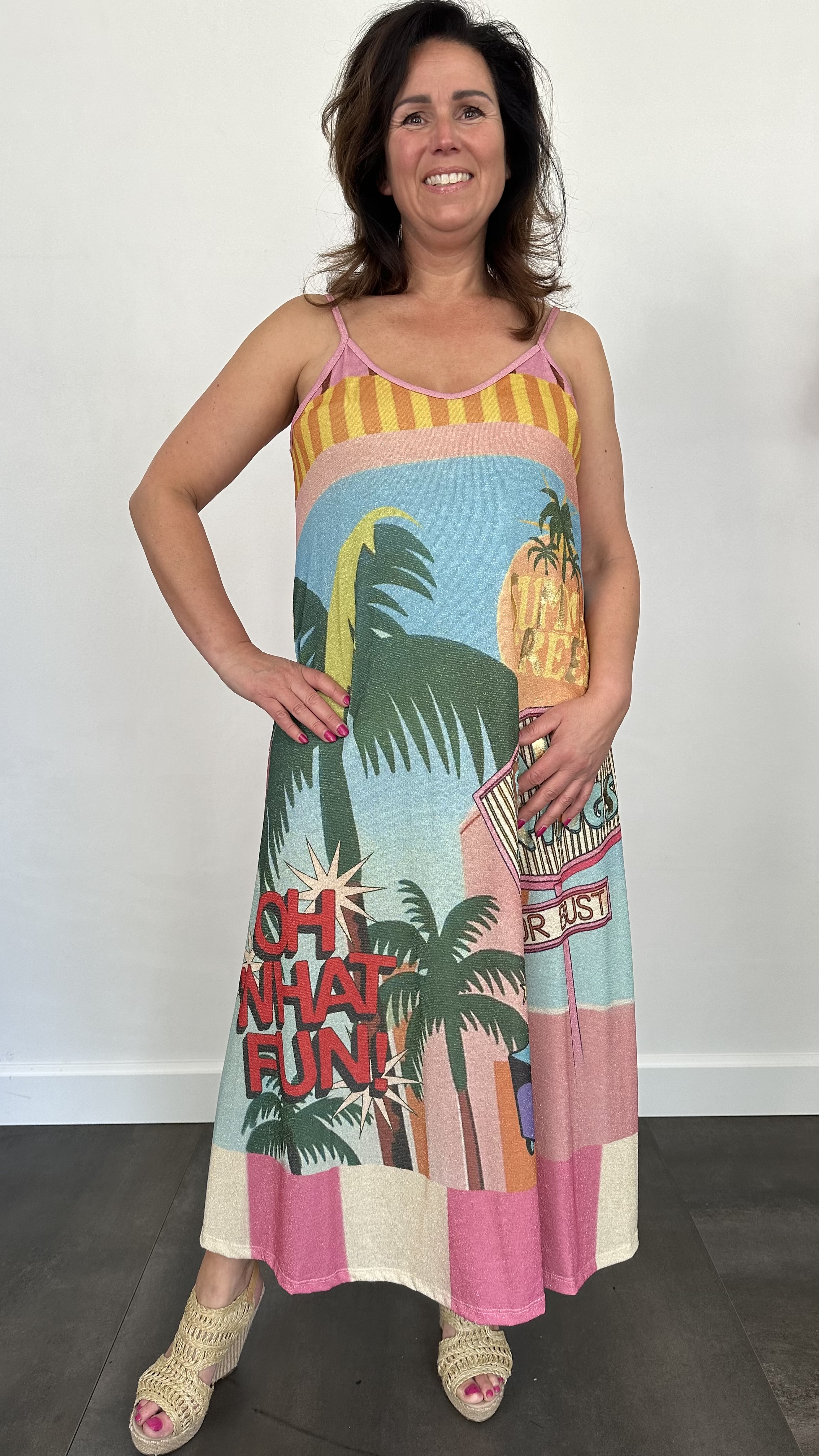 Jurk Emilia palm spring pink