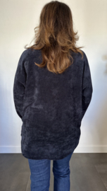 Baby rib sweater met ketting marine