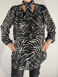 Blouse met strik New tijger zwart