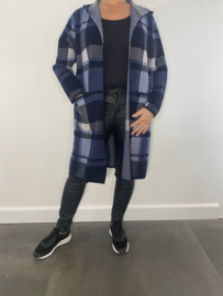 Geruit vest met capuchon blauw