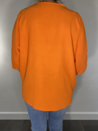 Shirt silvy met knoop oranje
