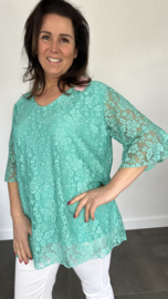 Kanten blouse Ilse +SIZE mint