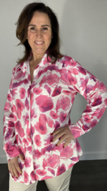 Stretch blouse travel furry spots fuchsia