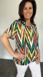 Ballon shirt met elastiek scratched zigzag lime (+size)