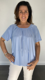 Ballon shirt travel met elastiek licht blauw