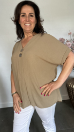Shirt Kiki met knopen Taupe