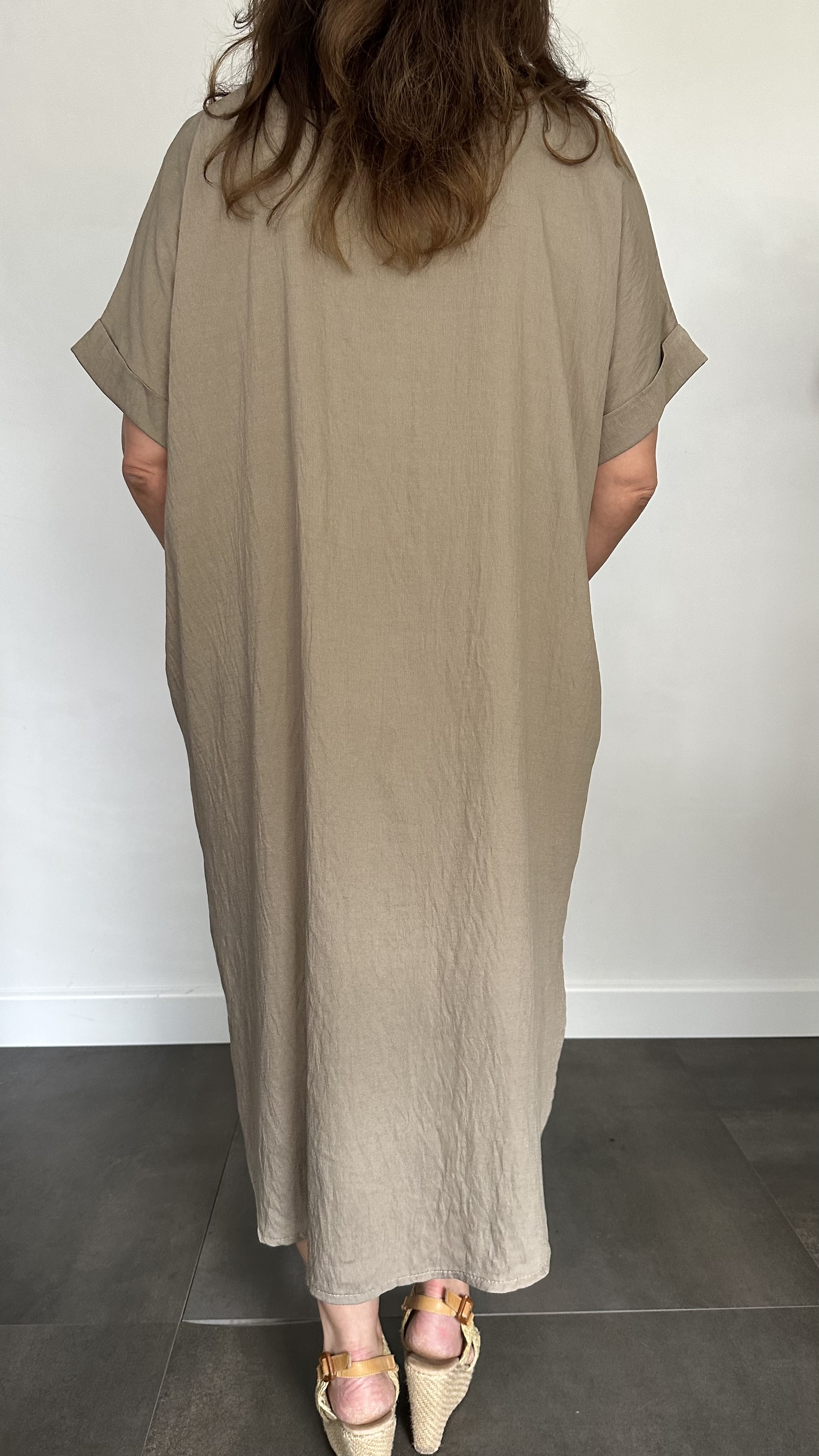Jurk Leya uni +Size Taupe