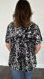 Ballon shirt met elastiek giraffe zwart/wit