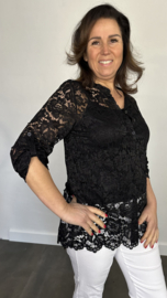 Kanten blouse Kyra 2-delig zwart