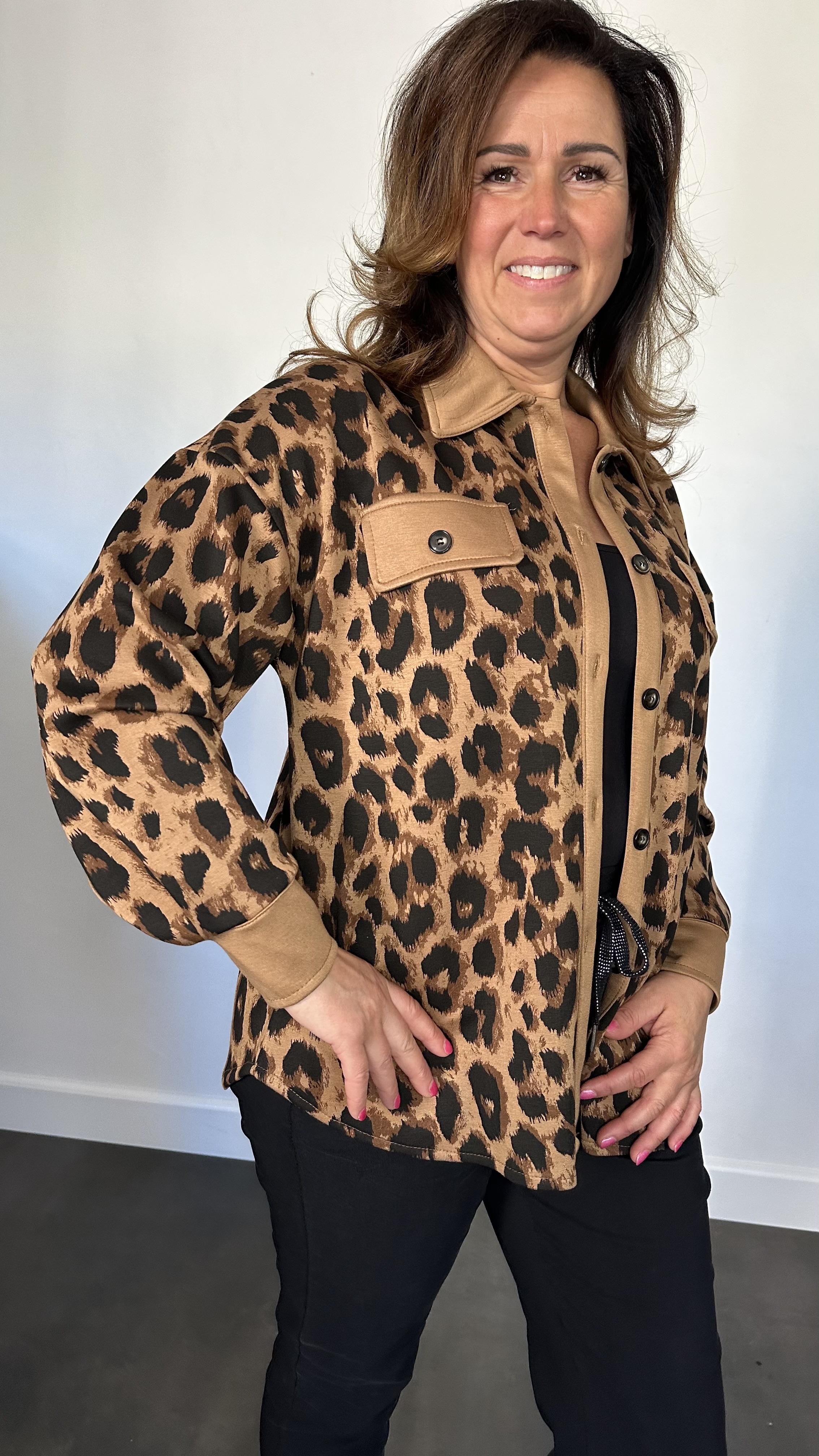 Blouse/ jasje panter camel