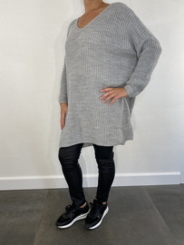 Grof gebreide oversized trui licht grijs