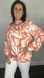 Soft shirt met gesmokte mouwen Brenda koraal