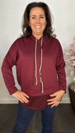 Sweater met capuchon /streep Bordeaux