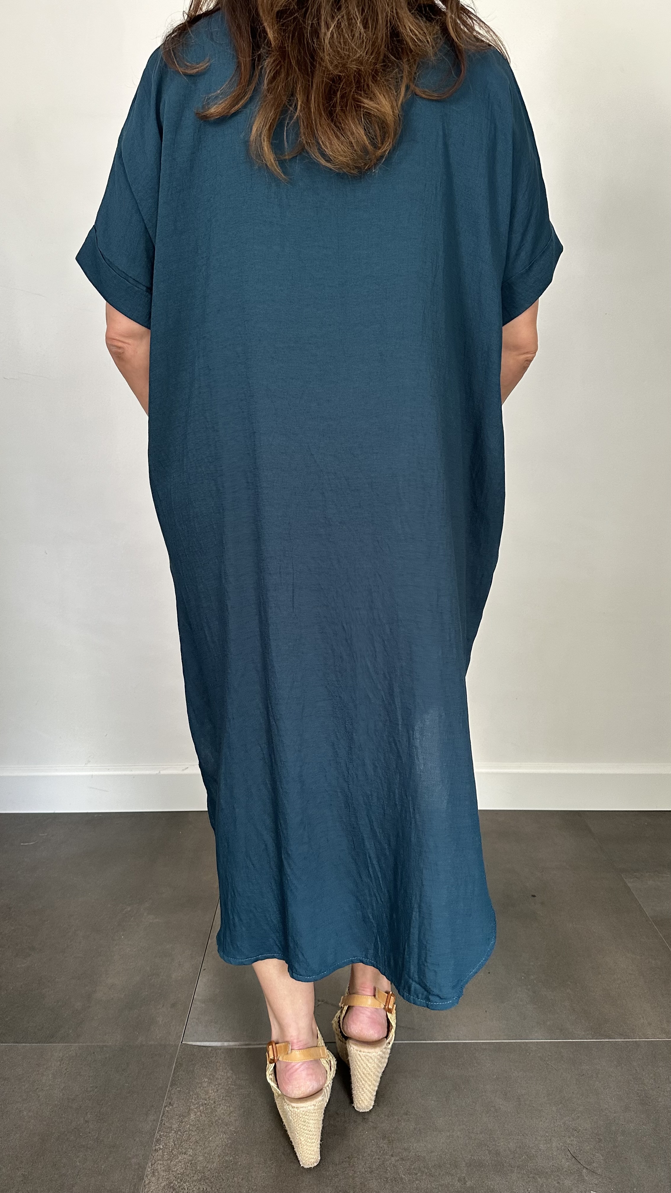 Jurk Leya uni +Size Petrol
