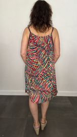 Jurkje met spaghettibandjes  new fanatsia rood geel  +SIZE