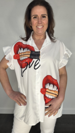 Blouse met ruche Lady Lipstick