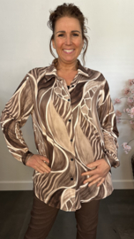 Stretch blouse soft Animal mix Taupe