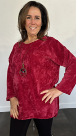 Tuniek baby rib met koord en ketting +SIZE wijnrood